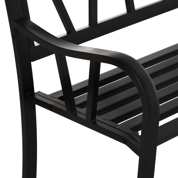  Banca de Gradina din Metal Negru cu 2 Locuri Banca de Exterior [9]