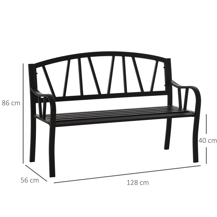  Banca de Gradina din Metal Negru cu 2 Locuri Banca de Exterior [3]