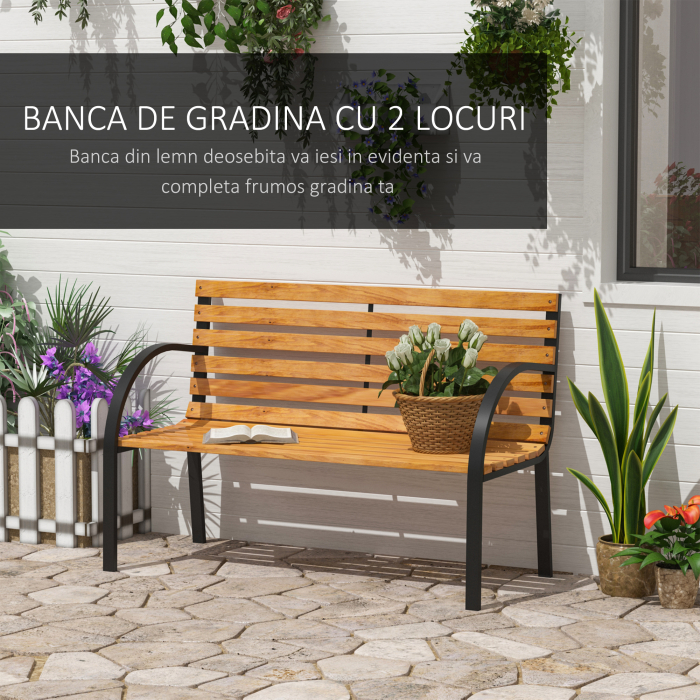  Banca de Gradina sau Terasa cu 2 locuri, in Otel 122L x 60L x 83Hcm [5]