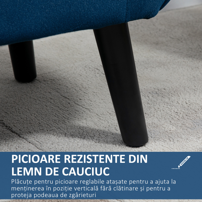  Banca Depozitare Capitonata pentru Dormitor si Hol, Banca Capatul patului din Tesatura Catifelata cu Cotiere, 118x42x66cm, Albastru inchis [5]