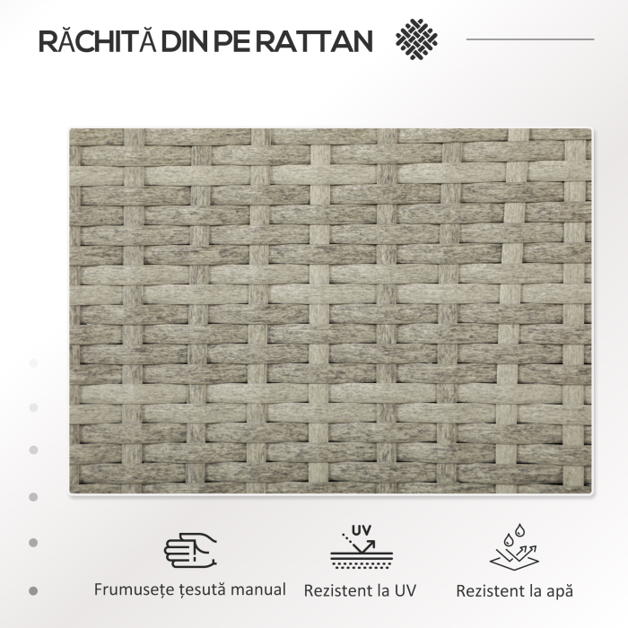  Banca din ratan pentru 2 persoane pentru gradina, scaun impletit pentru curte cu masa de ceai din sticla [4]