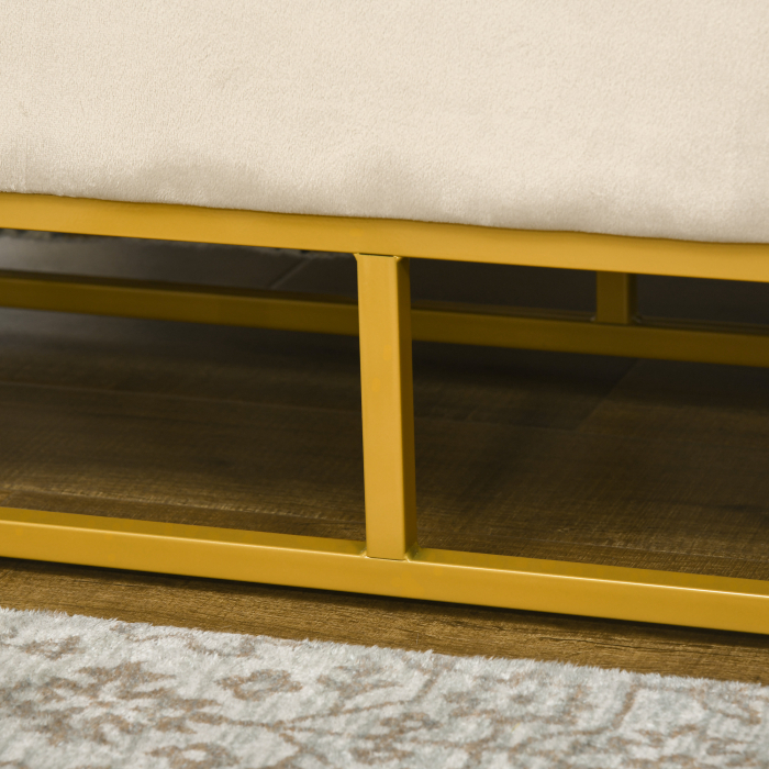  Banca dreptunghiulara cu spatiu de depozitare, sezut tapitat si picioare din otel, 110x44x49 cm, bej [8]