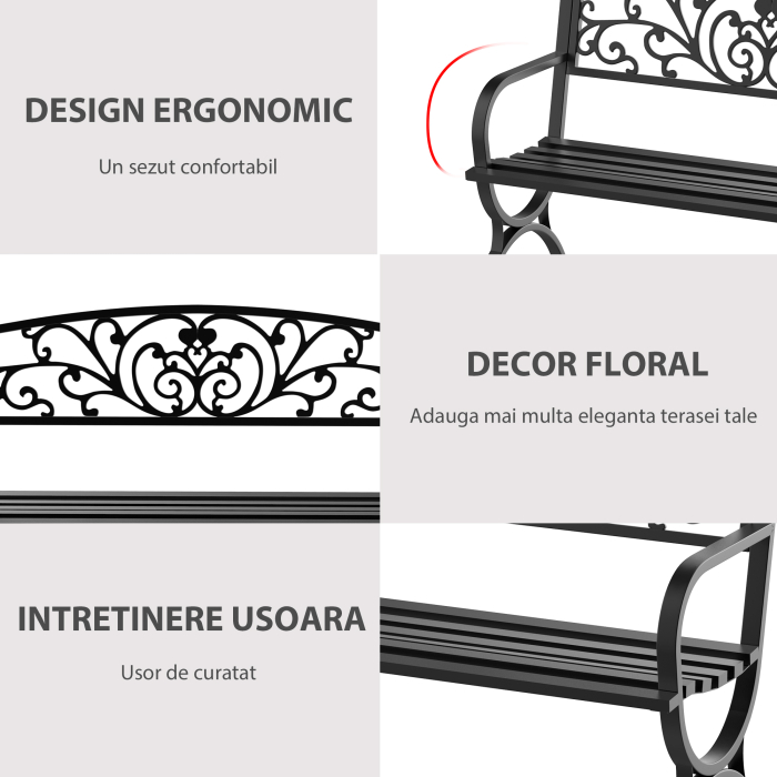 Banca Exterior Fonta 127×60×85 cm, Neagra [5]
