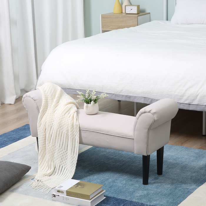  Banca Pat - Tapitata Gri cu Cotiere Rotunjite [8]