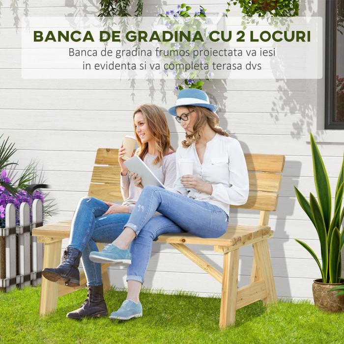  Banca pentru Exterior din Lemn, Banca 2 Locuri [4]