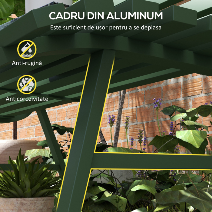  Banca pentru Gradina, Banca de Exterior pentru Terasa cu sezut si Spatar cu Lamele, 123x67x79 cm, Verde [5]