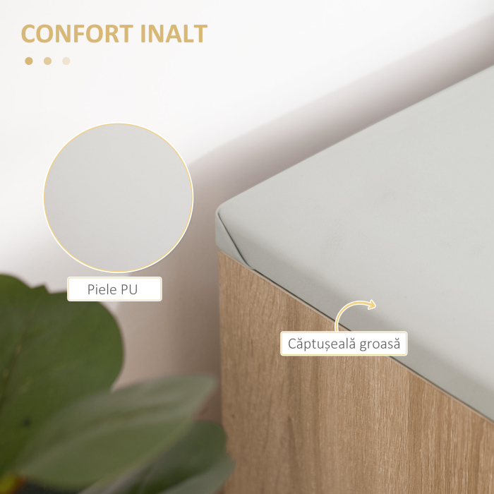  Banca pentru Pantofi cu 3 Compartimente, Spatiu Ascuns si sezut din Piele PU, 80x30x43 cm, Lemn Natural [4]