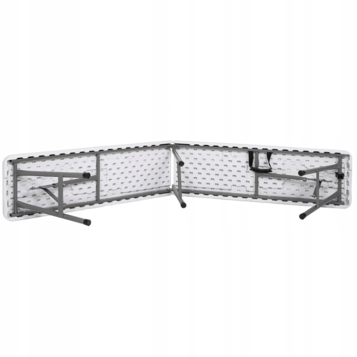 Banca pliabila, cu maner, HDPE si cadru metalic, 180x30x43 cm, alb/gri [3]
