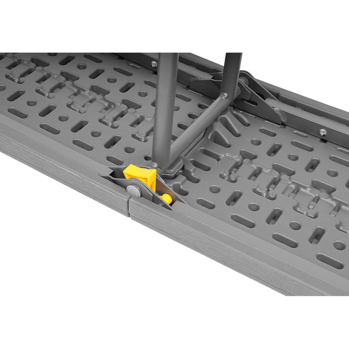 Banca pliabila, imitatie lemn, HDPE si otel, 183x28x43 cm, gri inchis [6]