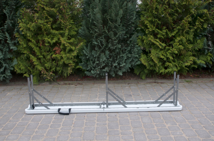 Banca pliabila gradina sau catering, cadru otel acoperit pulbere, HDPE rezistent apa, 180x24.5x42 cm, alb [2]