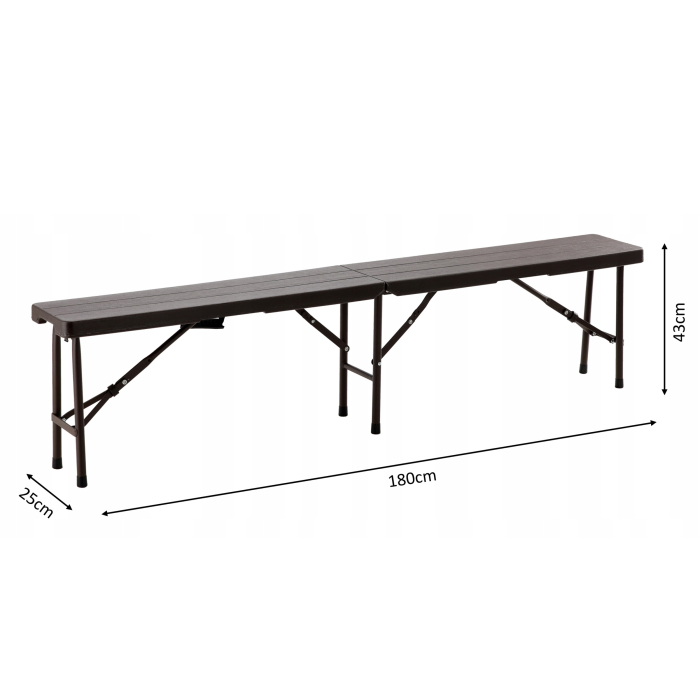 Banca pliabila pentru gradina sau catering, HDPDE, 180x25x43cm, maro [2]