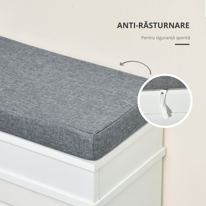  Bancheta Pantofar Lemn - Cu Sertare, Perna & Raft 8 Perechi [7]