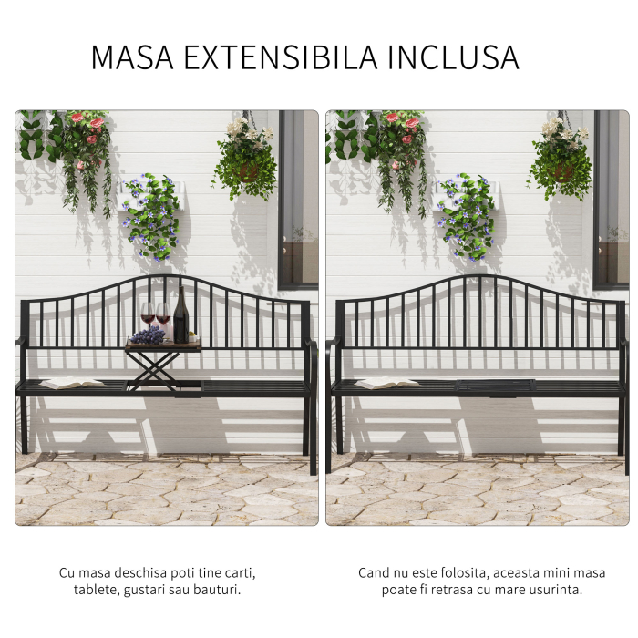  Bancuta de Gradina In Fier Forjat cu Dungi Negru [4]