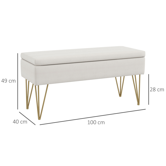  Bancuta Otoman 100 cm - Tapitata cu Depozitare & Picioare Elegante [3]