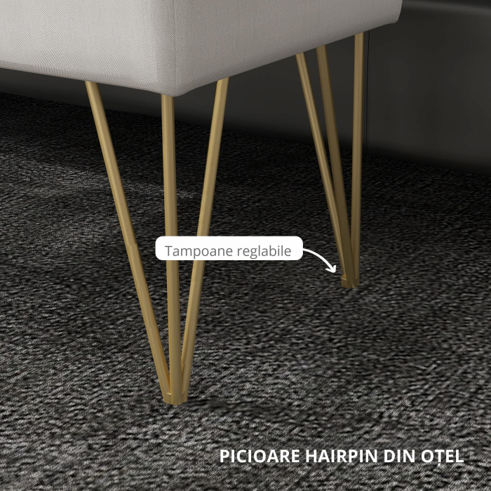  Bancuta Otoman 100 cm - Tapitata cu Depozitare & Picioare Elegante [5]