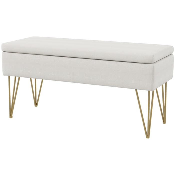 Bancuta Otoman 100 cm - Tapitata cu Depozitare & Picioare Elegante [9]