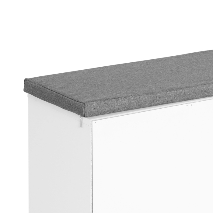  Bancuta Pantofi - 104×30×48 cm, Alb/Gri cu Rafturi Reglabile [6]