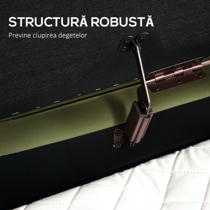  Bancuta Tapitata pentru Dormitor cu Capitonaj Canelat si Picioare Metalice, 108x44x43,5 cm, Verde [7]
