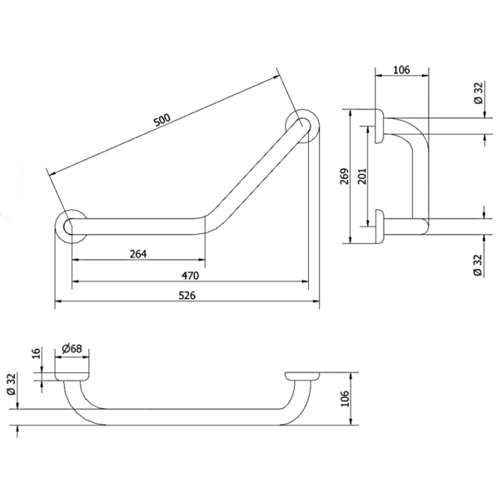 Bara de siguranta, Thermomat, unghi de 135 grade, alb [2]