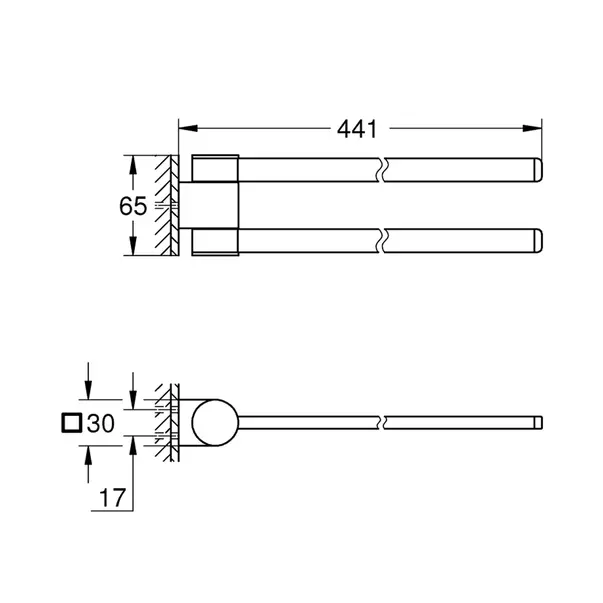 Bara dubla portprosop Grohe Selection 44 cm negru mat Phantom Black [3]