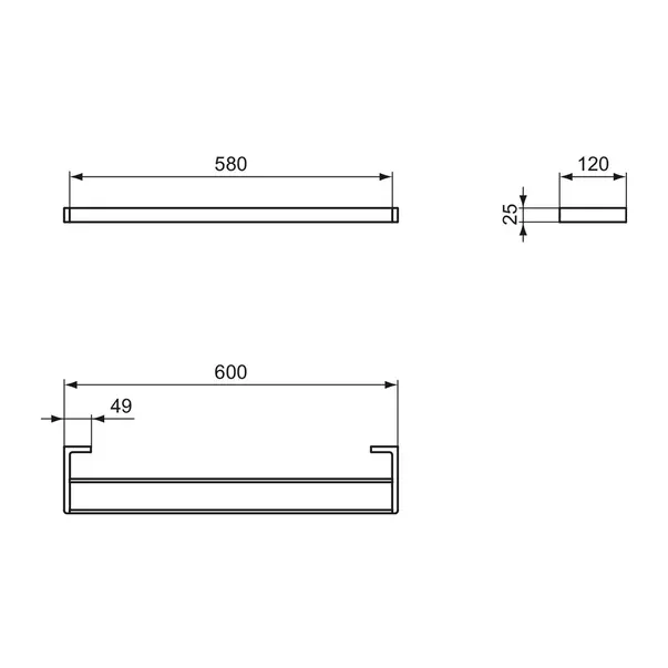 Bara dubla portprosop Ideal Standard Atelier Conca 60 cm crom lucios [3]