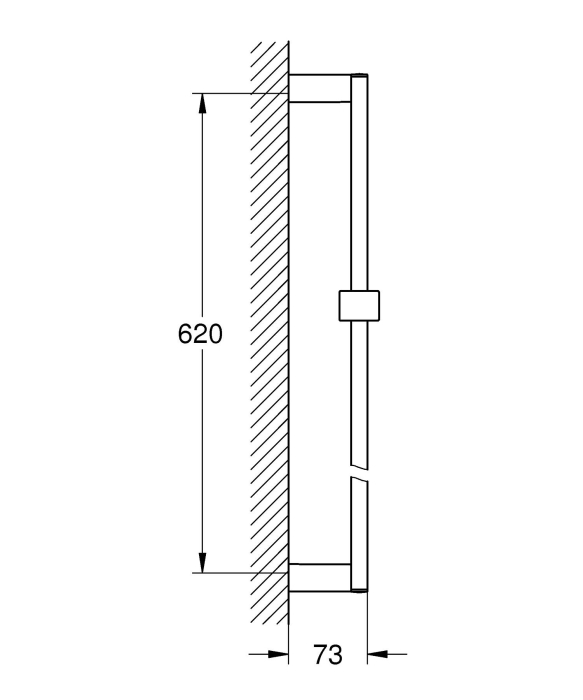 Bara dus Grohe 27892000, 620 mm, 73 mm, universal, suport dus reglabil, pe perete, plastic, metal, Crom [5]