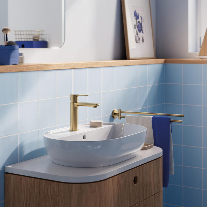 Bara prosop dubla Grohe 41183GN0, Start, aparenta, 440 mm, pivotanat, metal, mat, auriu [4]