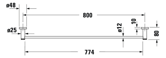 Bara prosop Duravit 0099231000, D-Code, tip instalare pe perete, design modern, fixare sigura, crom [8]