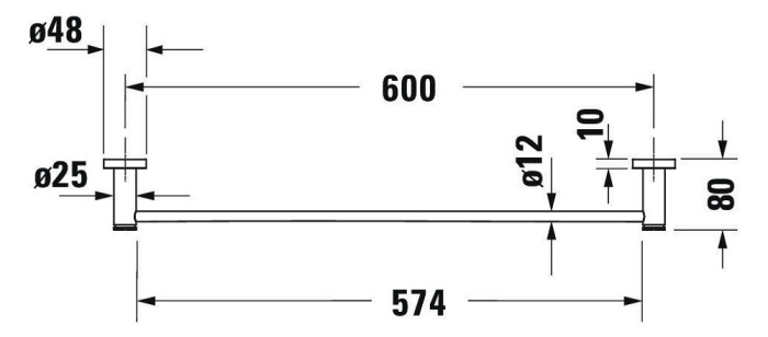 Bara prosop Duravit 0099241000, D-Code, tip instalare pe perete, design modern, fixare sigura, crom [8]