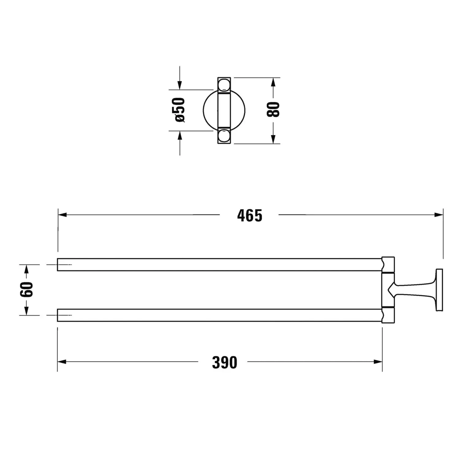Bara prosop Duravit 0099414600, Starck T, tip instalare pe perete, numar orificii instalare 2, negru [10]