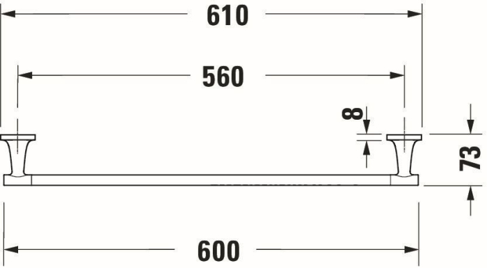 Bara prosop Duravit 0099421000, Starck T, tip instalare pe perete, design modern, fixare sigura, crom [8]