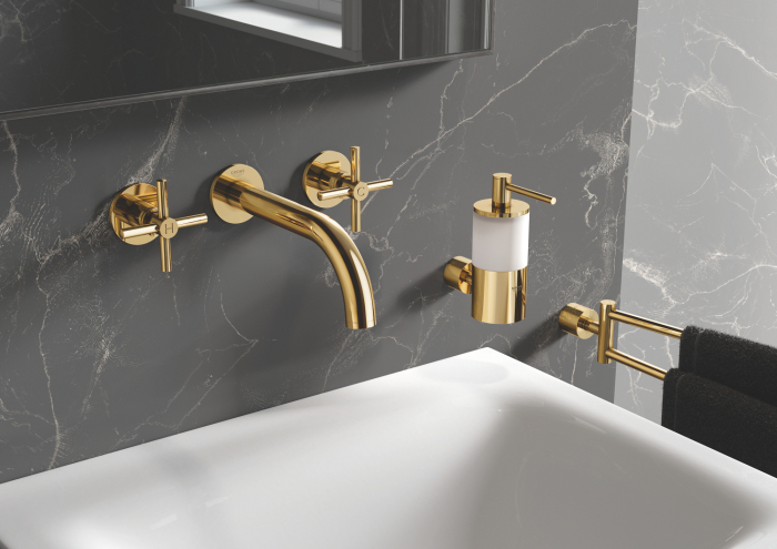 Bara prosop Grohe 40308GL3, Atrio, 489 mm, pe perete, pivotant, metal, lucios, auriu [2]