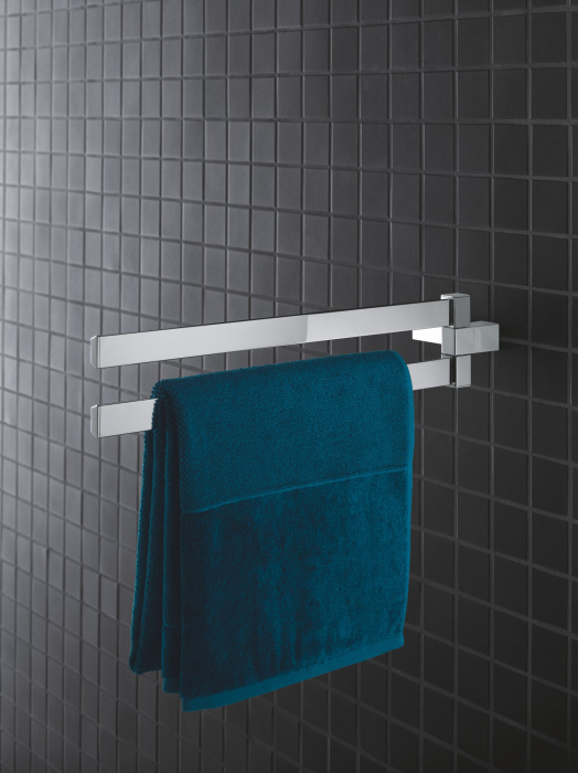 Bara prosop Grohe 40768000, Suport prosop Selection Cube, tip instalare pe perete, numar orificii instalare 2, crom [3]
