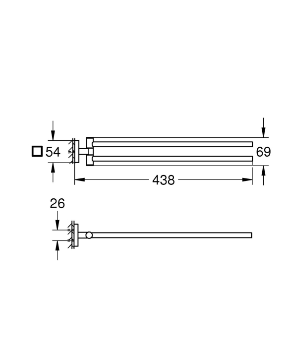 Bara prosop Grohe 40976DC0, Start Cube, pe perete, 440 mm, metal, mat, otel satinat [4]