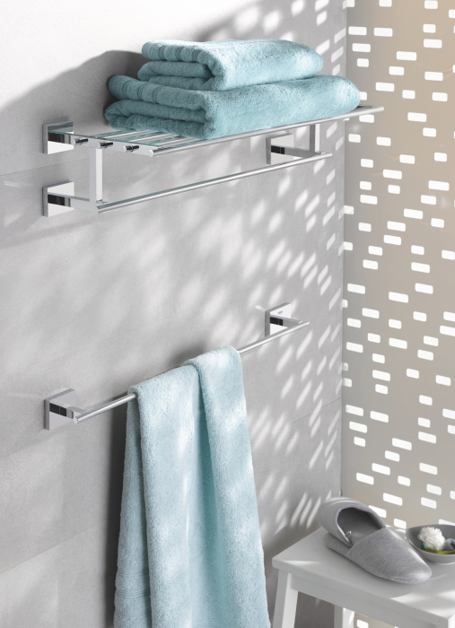 Bara prosop Grohe 40987000, 410 mm, 60 mm, 2 orificii instalare, 1 rafturi, pe perete, metal, posibiltiate lipire, Crom [4]