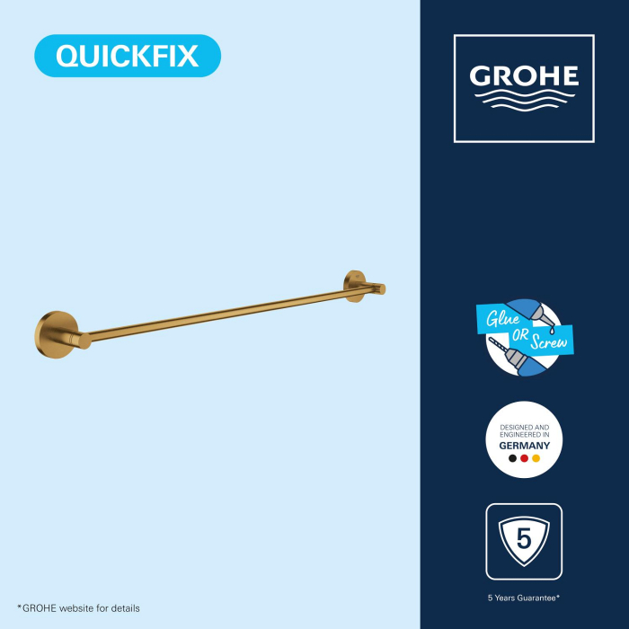 Bara prosop Grohe 41178GN0, Start, aparent, 600 mm, metal, mat, auriu [7]