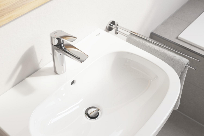 Bara prosop Grohe 41183000, 439 mm, 61 mm, 2 orificii instalare, 2 rafturi, pivotanta, pe perete, Crom [4]
