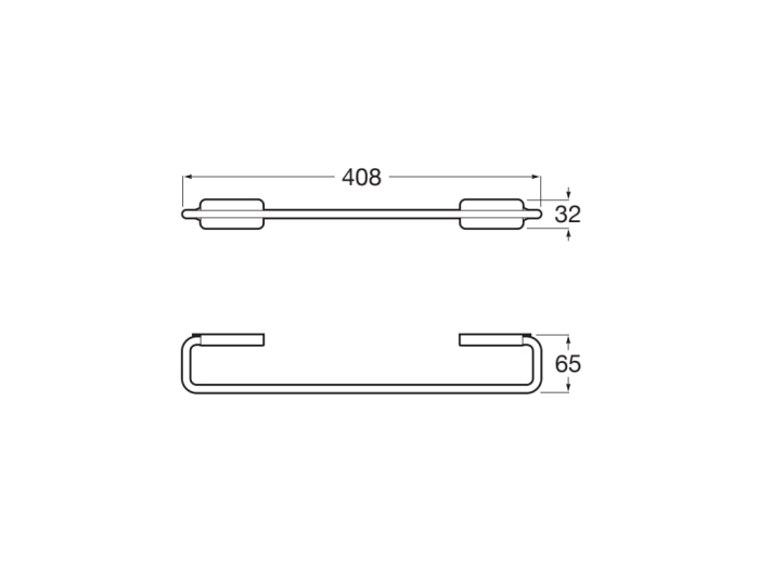 Bara prosop Roca A817724NB0, 408 mm, 65 mm, 2 orificii instalare, 1 rafturi, pe perete, metal, Negru [2]