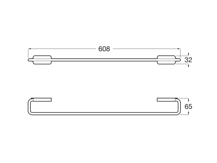 Bara prosop Roca A817726NB0, 608 mm, 65 mm, 2 orificii instalare, 1 rafturi, pe perete, metal, Negru [2]