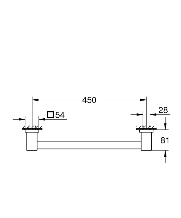 Bara sustinere Grohe 410952430, 504 mm, 81 mm, 2 orificii instalare, pe perete, metal, elemente fixare ascunse, Negru [5]
