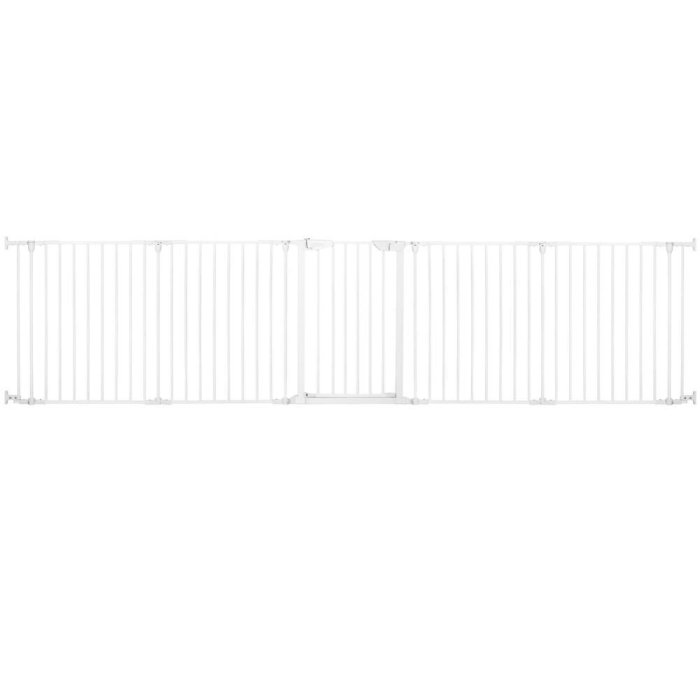 Bariera de protectie pentru copii, 318x75 cm, alba – 5 panouri, poarta cu blocare, montaj pe perete [13]