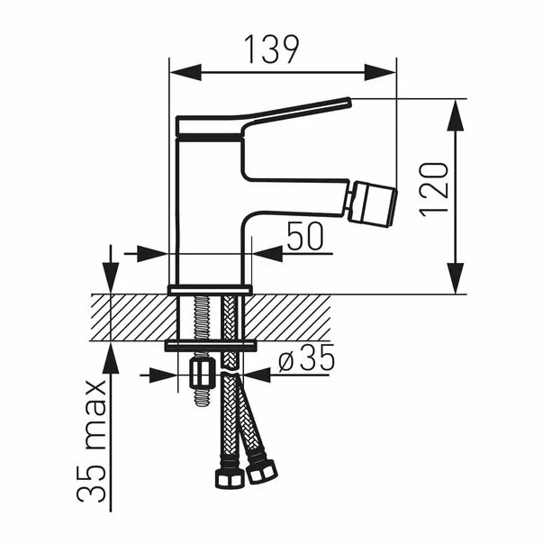 Baterie bideu crom cu ventil Ferro Stratos [2]