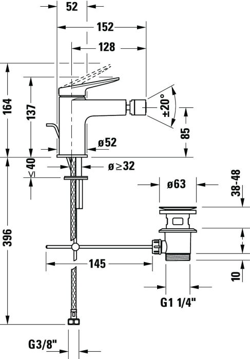Baterie bideu Duravit WA2400001034, Wave, tip comanda monocomanda, marime s, tip instalare pe bideu, auriu [3]