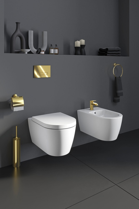 Baterie bideu Duravit WA2400001034, Wave, tip comanda monocomanda, marime s, tip instalare pe bideu, auriu [2]
