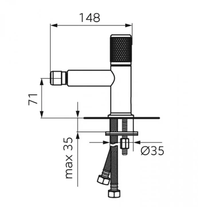 Baterie bideu FDesign Ardesia FD1-ARD-6-25, 3/8'', marimea M, monocomanda, ventil cu tija, mat, negru / cupru [2]