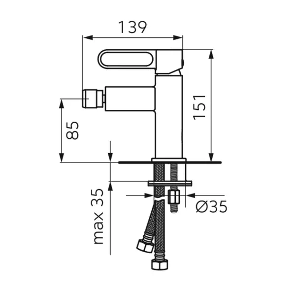 Baterie bideu FDesign Zaffiro monocomanda negru - rose gold [2]
