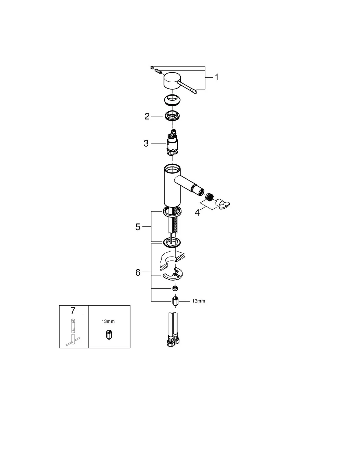 Baterie bideu Grohe Essence, 3/8'', M, aerator, fara ventil, mat, negru, 24395KF1 [5]