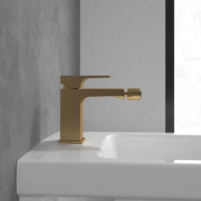 Baterie bideu Villeroy and Boch Architectura, S, 139 mm, ventil, mat, auriu, TVB12500100076 [3]
