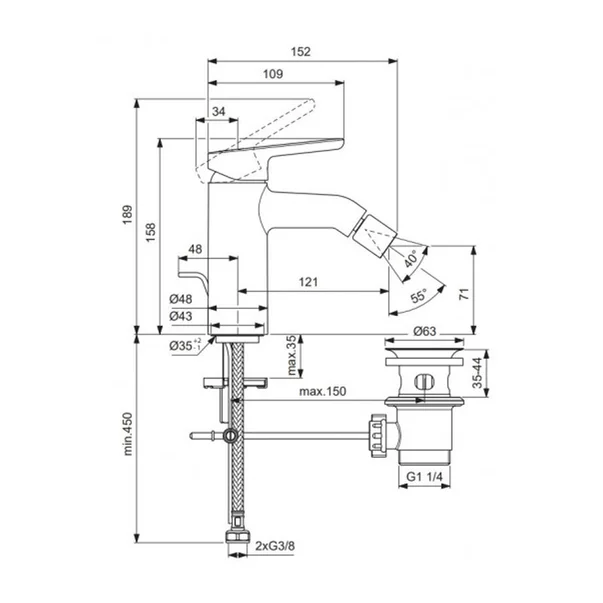 Baterie bideu Villeroy&Boch Skyla monocomanda negru mat [9]