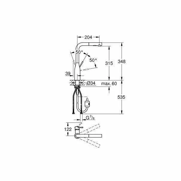 Baterie bucatarie cu dus extractabil Grohe Essence inalta crom lucios [3]